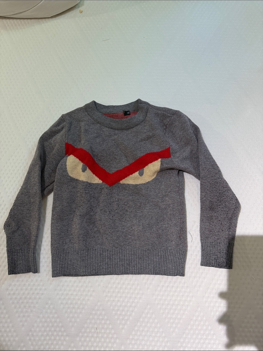 H&M Grey Kids Sweater with Red Chevron and Cream Motif
